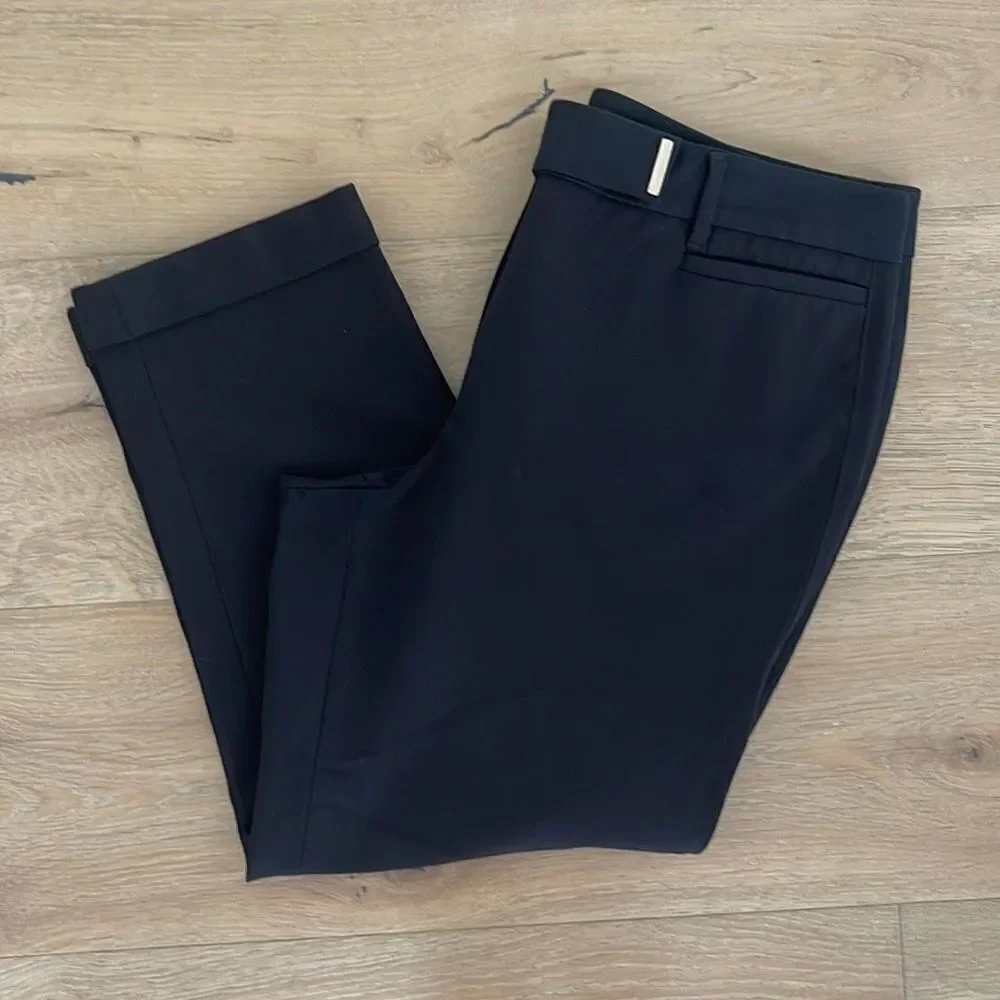 White House Black Market Womens‎ The Slim Crop Pants Stretch Cuffed Black Size 8
